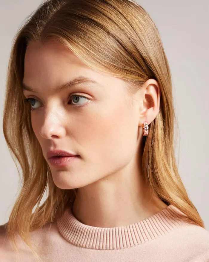 Enamel Heart Hoop Earrings Pale Pink Women Ted Baker Jewelry