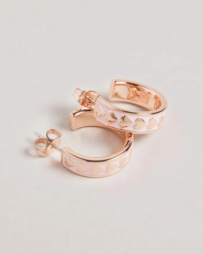 Enamel Heart Hoop Earrings Pale Pink Women Ted Baker Jewelry