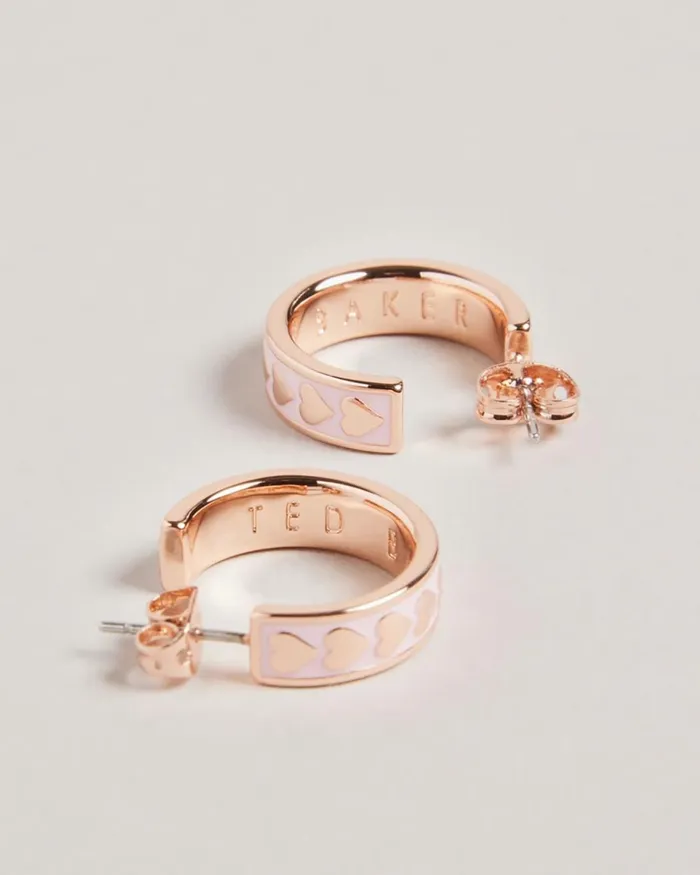 Enamel Heart Hoop Earrings Pale Pink Women Ted Baker Jewelry