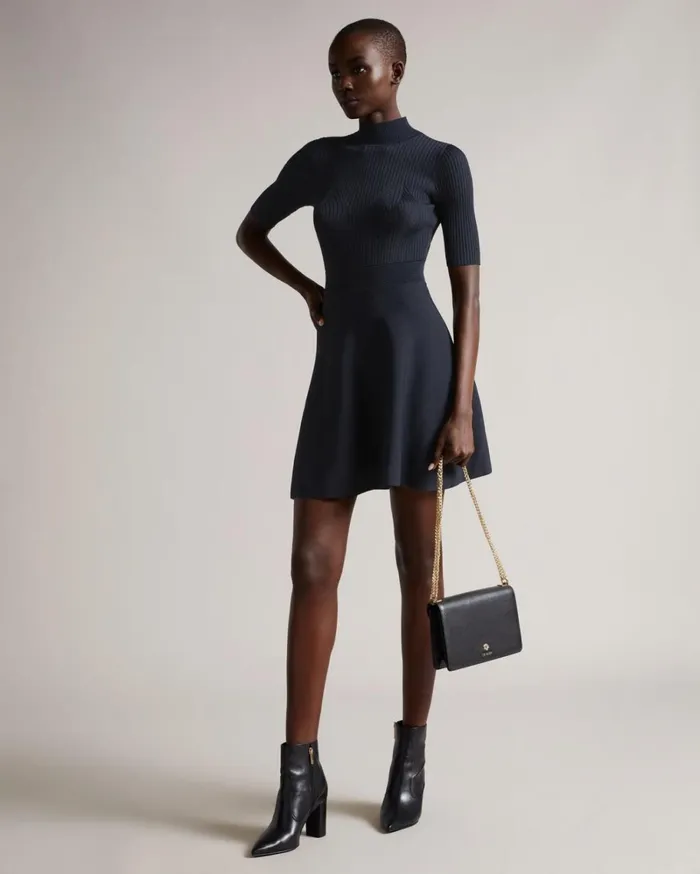 Engineered Skater Dress Dark Blue Women Ted Baker Dresses Engineered Skater Dress Dark Blue Women Ted Baker Dresses