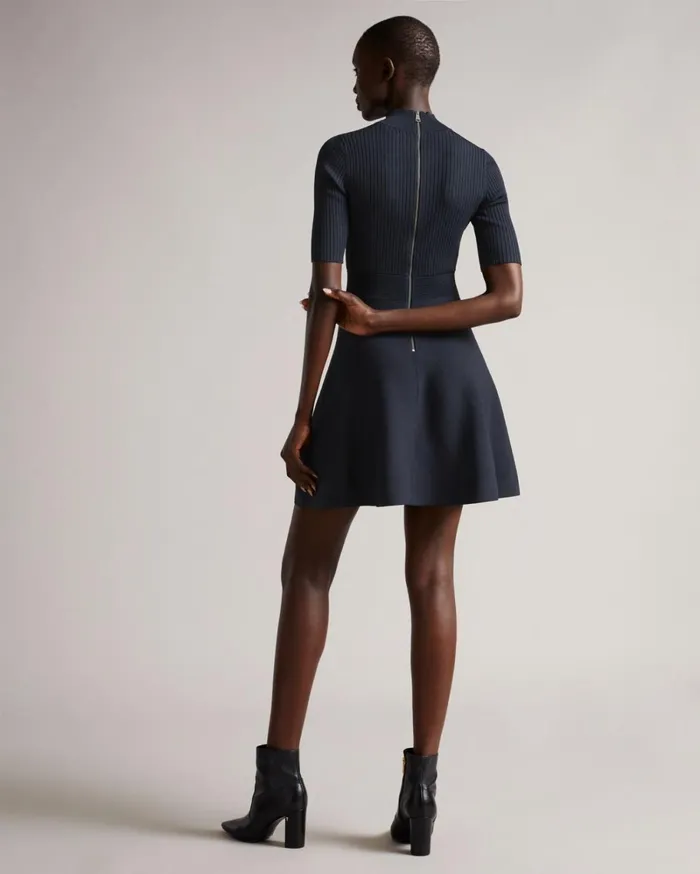 Engineered Skater Dress Dark Blue Women Ted Baker Dresses Engineered Skater Dress Dark Blue Women Ted Baker Dresses