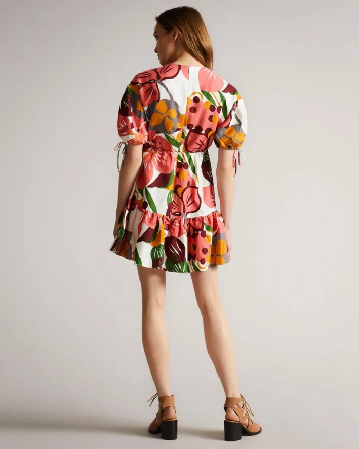 Exaggerated Sleeve Wrap Mini Dress White Women Ted Baker Dresses