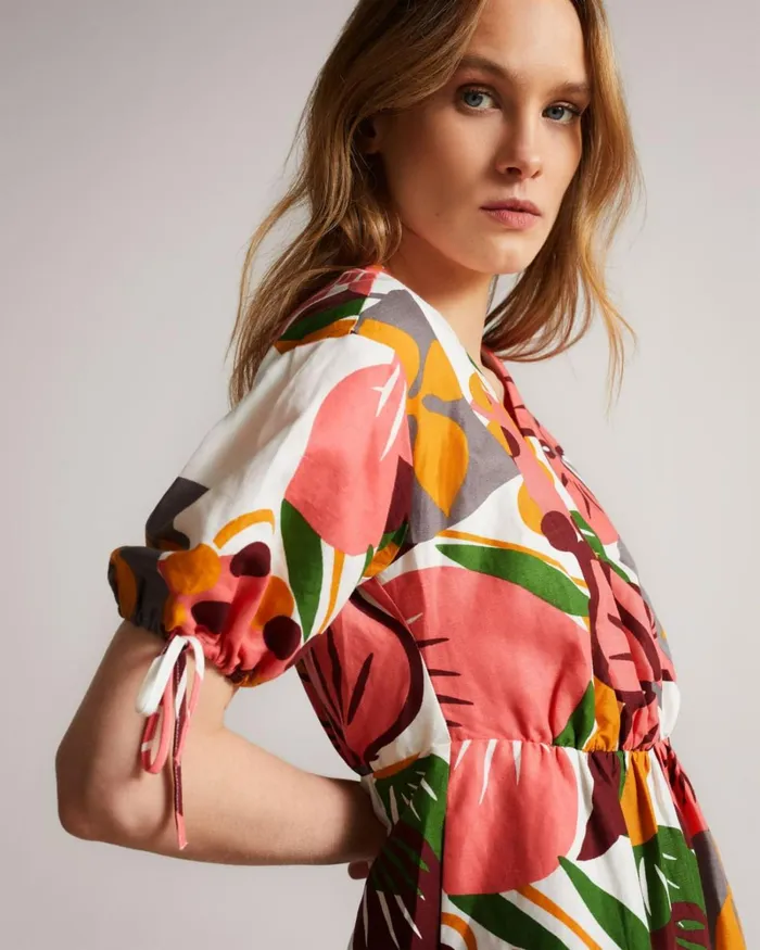 Exaggerated Sleeve Wrap Mini Dress White Women Ted Baker Dresses