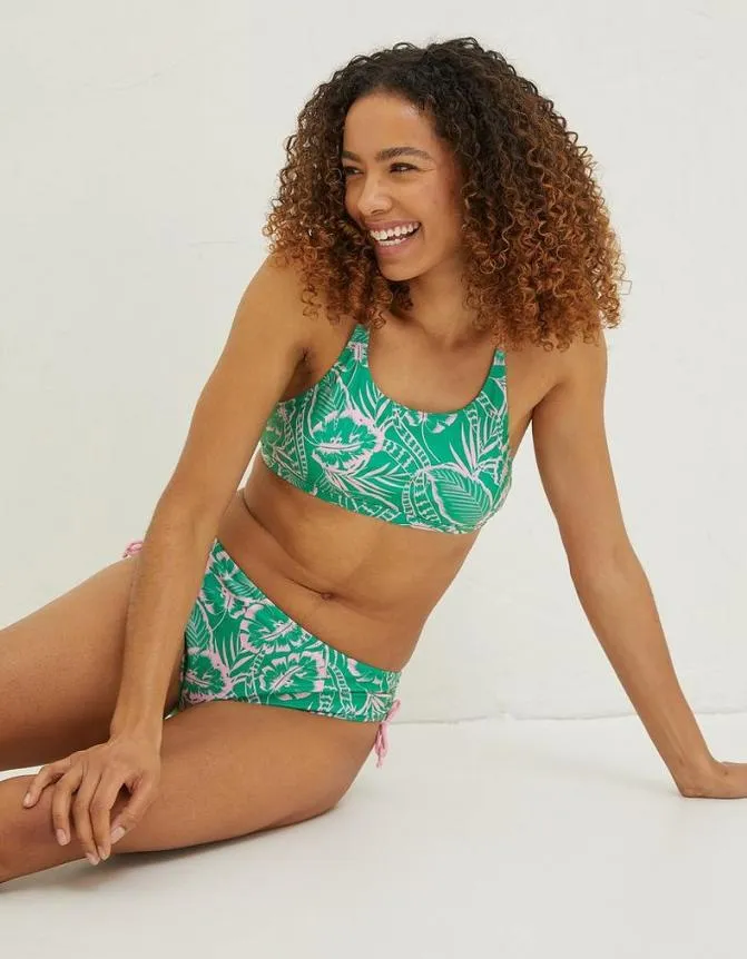 Fatface Beachwear and Swimwear Tropical Leaves Bikini Bottoms Bright Green 8211 Women