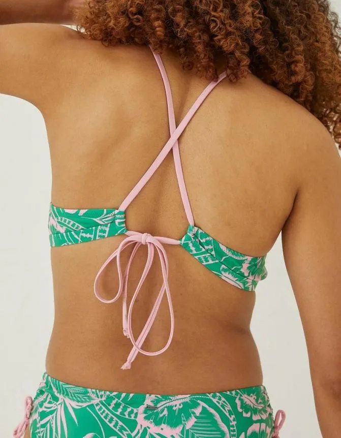 Fatface Beachwear and Swimwear Tropical Leaves Bikini Top Bright Green 8211 Women