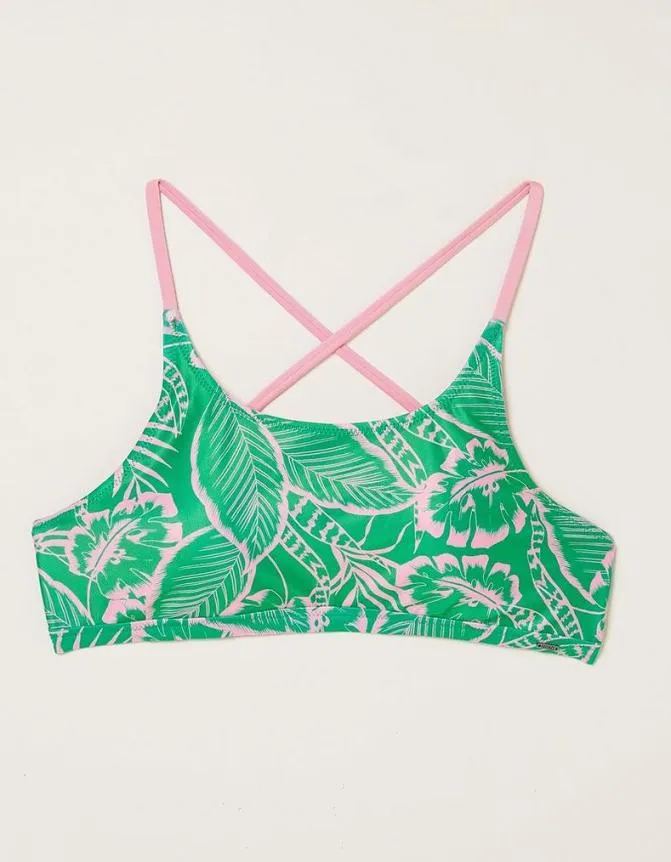 Fatface Beachwear and Swimwear Tropical Leaves Bikini Top Bright Green 8211 Women