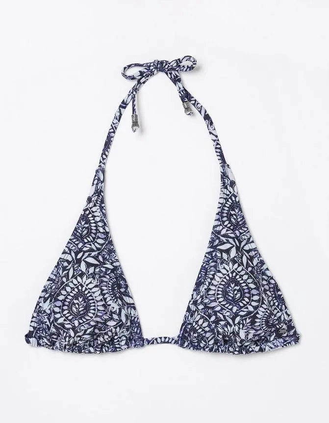 Fatface Beachwear and Swimwear Watercolour Bikini Top Navy 8211 Women