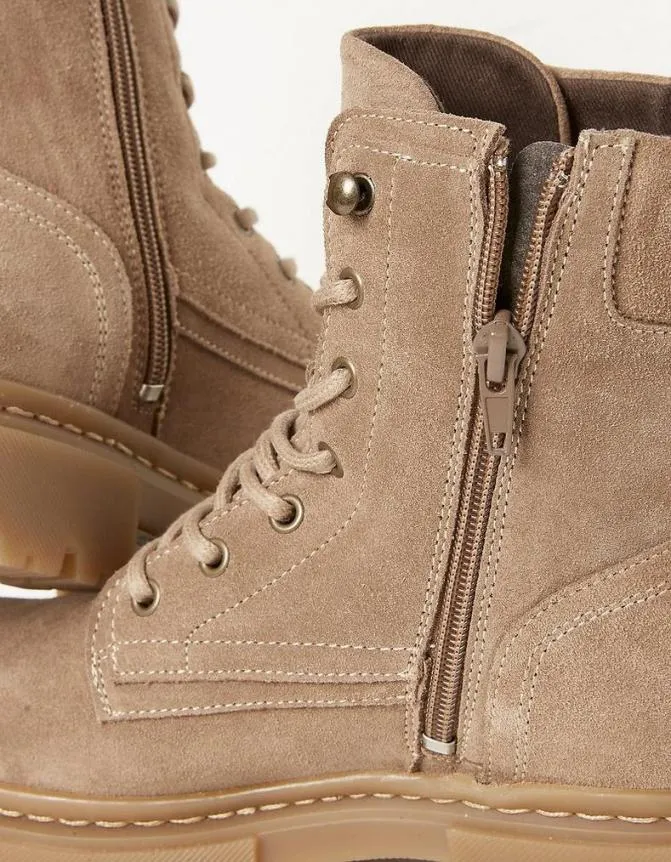 Fatface Boots Eliza Suede Ankle Worker Boot Stone 8211 Women
