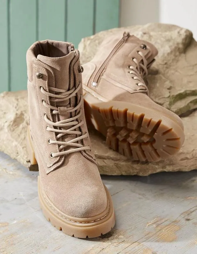 Fatface Boots Eliza Suede Ankle Worker Boot Stone 8211 Women