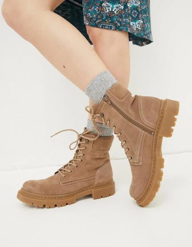 Fatface Boots Eliza Suede Ankle Worker Boot Stone 8211 Women