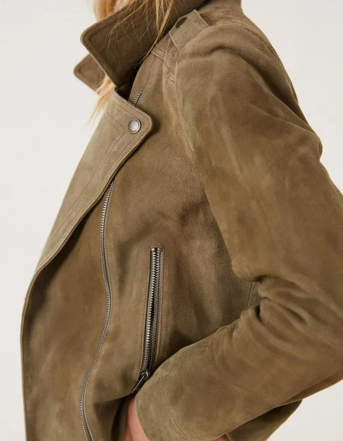 Fatface Coats and Jackets Suzie Biker Jacket Mid Green 8211 Women