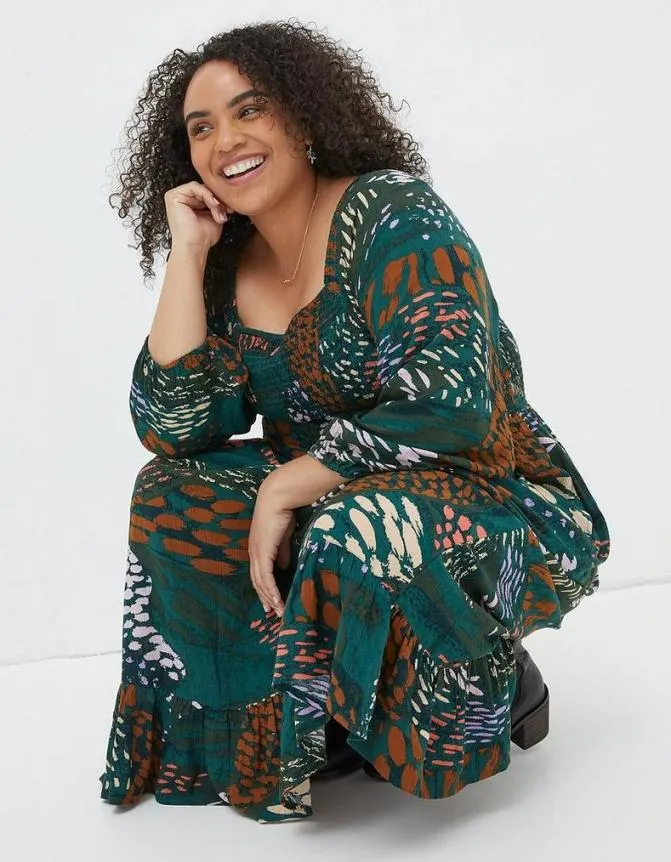 Fatface Dresses Adele Landscapes Midi Dress Teal Green 8211 Women