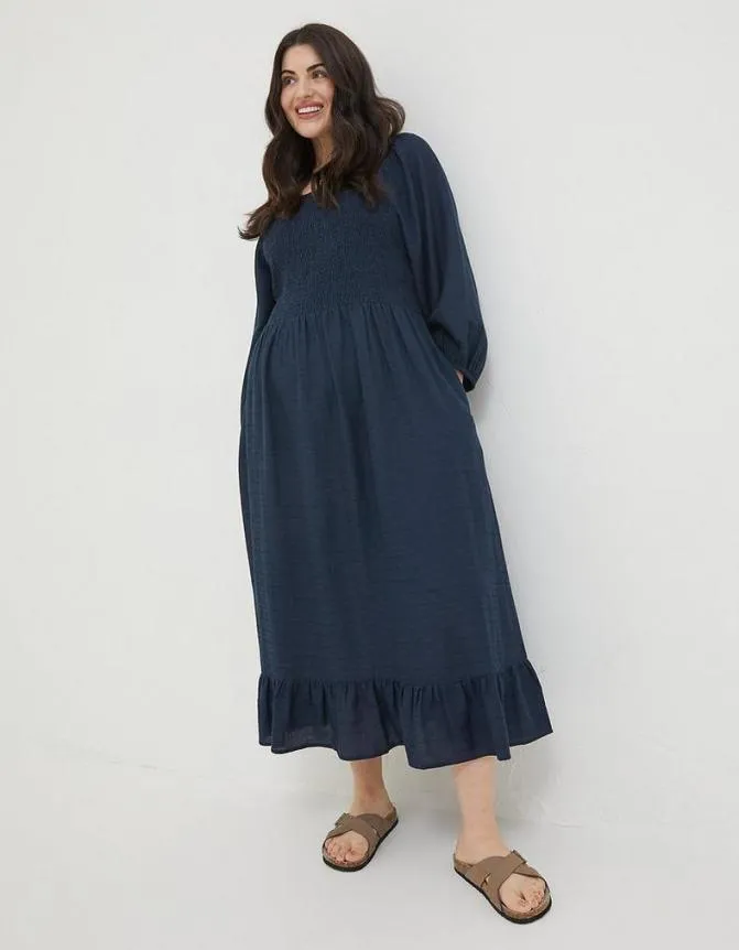 Fatface Dresses Adele Shirred Midi Dress Navy 8211 Women