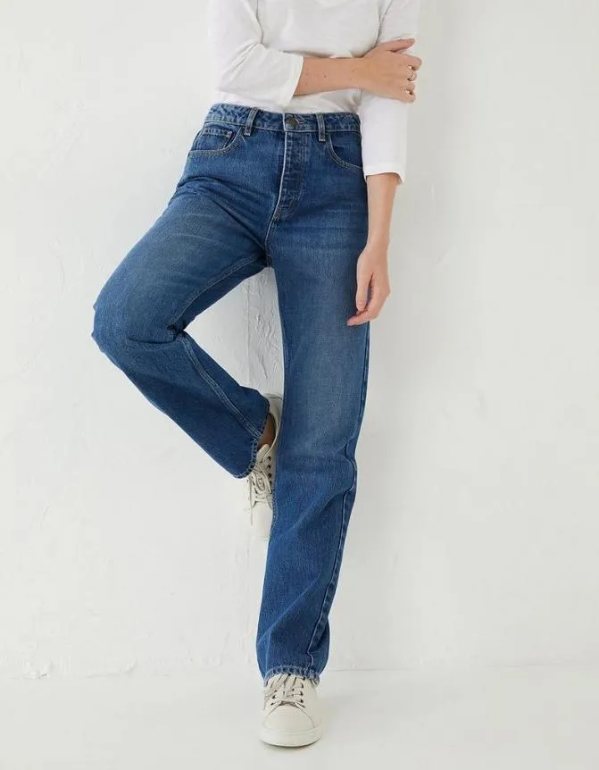 Fatface Jeans and Dungarees Sutton Straight Leg Jeans Mid Blue 8211 Women