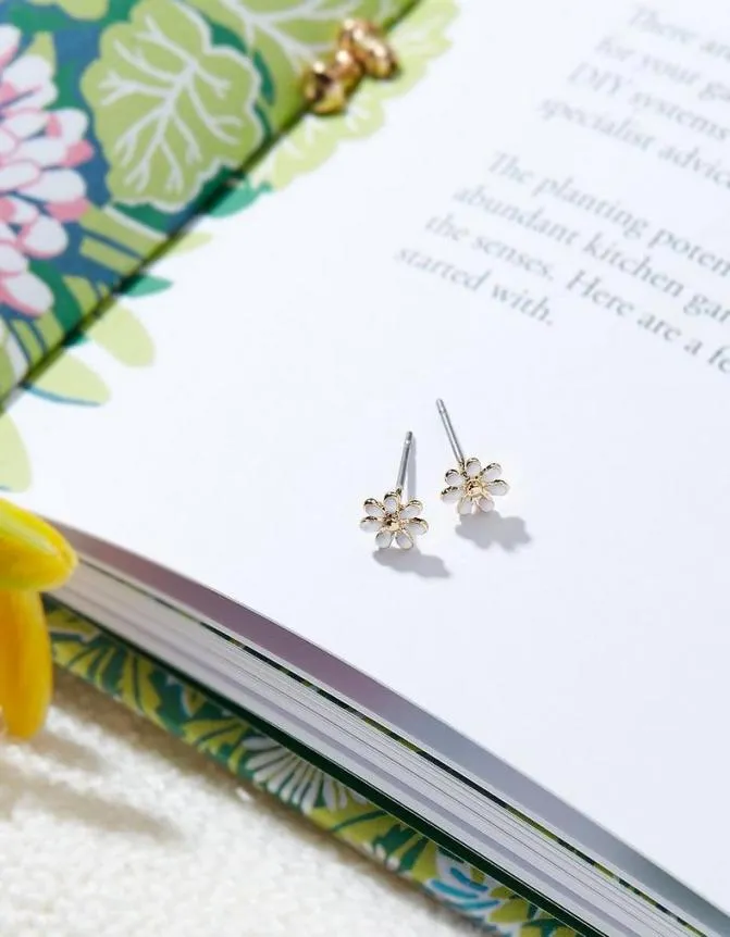 Fatface Jewellery Enamel Daisy Stud Earrings White 8211 Women