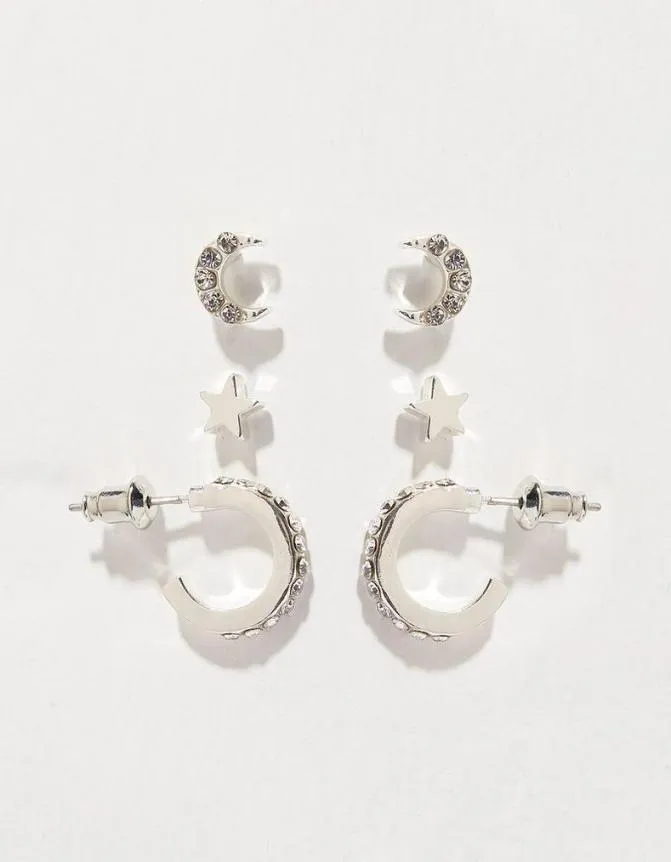 Fatface Jewellery Star And Moon Earrings Multipack Silver 8211 Women