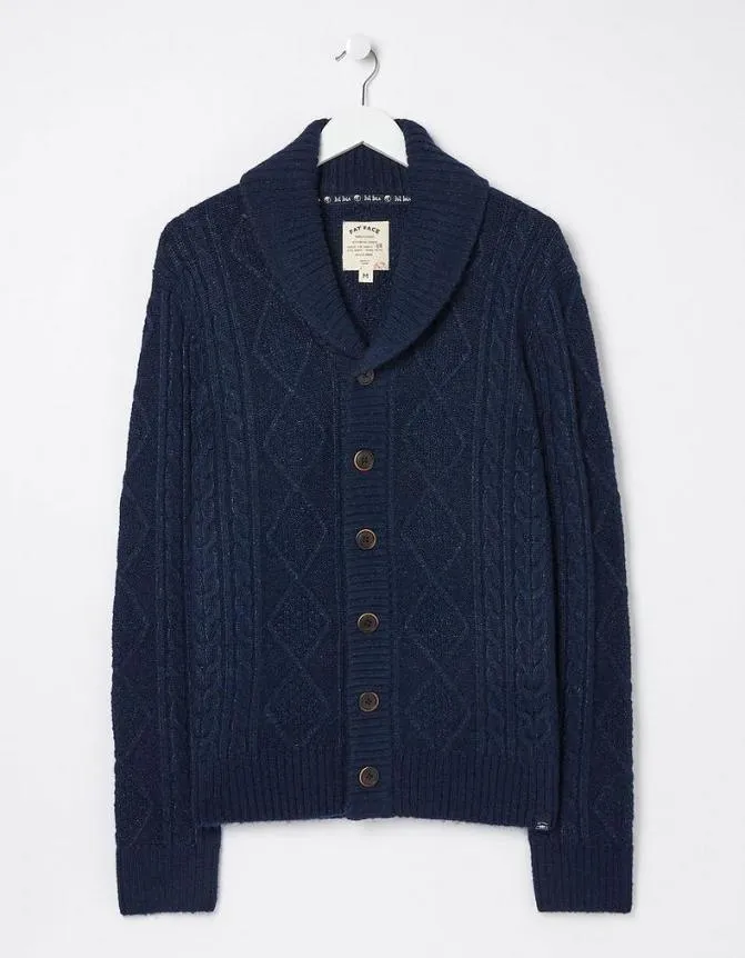 Fatface Knitwear Calder Cable Cardigan Blue 8211 Men