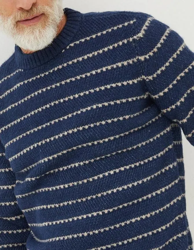 Fatface Knitwear Calder Stripe Crew Jumper Navy 8211 Men
