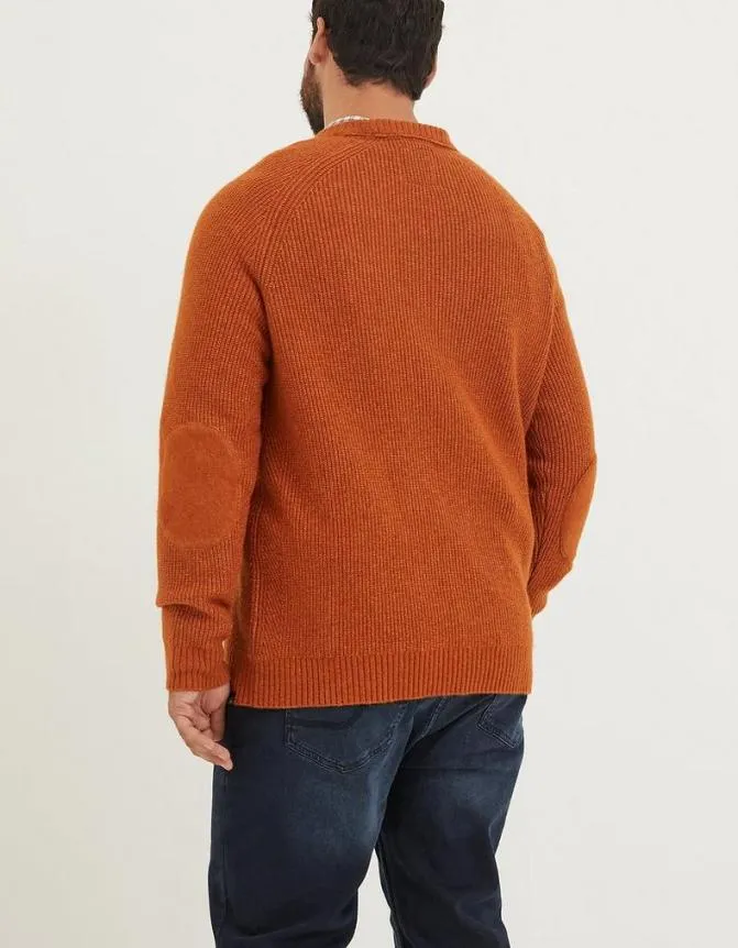 Fatface Knitwear Hinton Crew Neck Jumper Orange 8211 Men