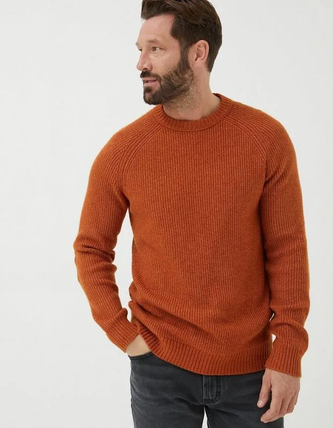 Fatface Knitwear Hinton Crew Neck Jumper Orange 8211 Men