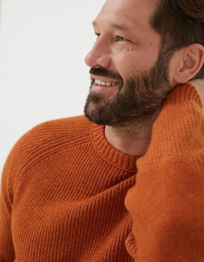 Fatface Knitwear Hinton Crew Neck Jumper Orange 8211 Men