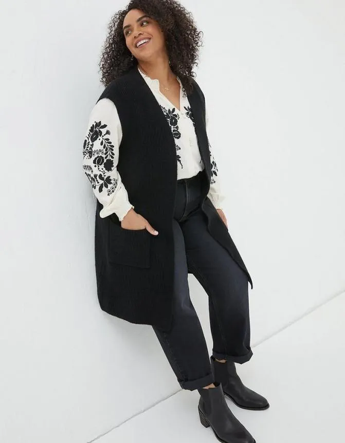 Fatface Knitwear Lexi Long Sleeveless Cardigan Black 8211 Women