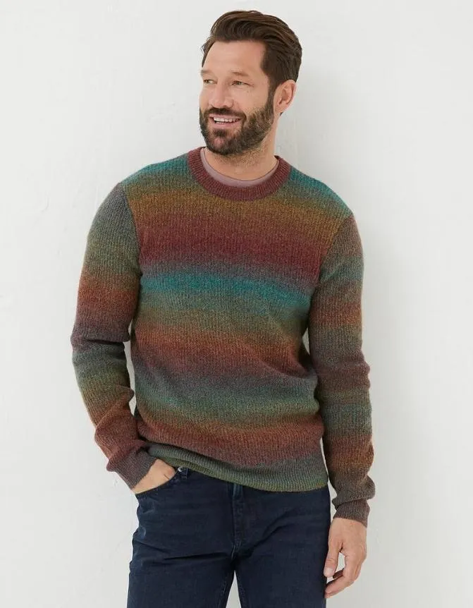 Fatface Knitwear Ombre Crew Jumper Multi 8211 Men