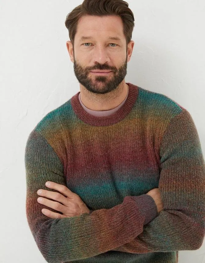 Fatface Knitwear Ombre Crew Jumper Multi 8211 Men