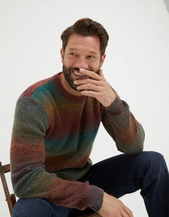 Fatface Knitwear Ombre Crew Jumper Multi 8211 Men
