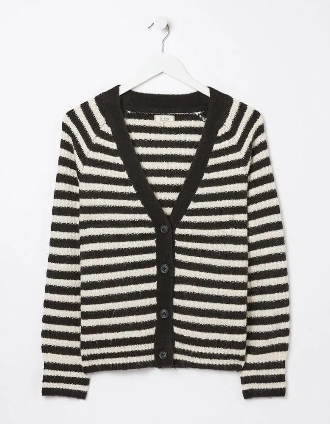 Fatface Knitwear Stripe Cardigan Black 8211 Women
