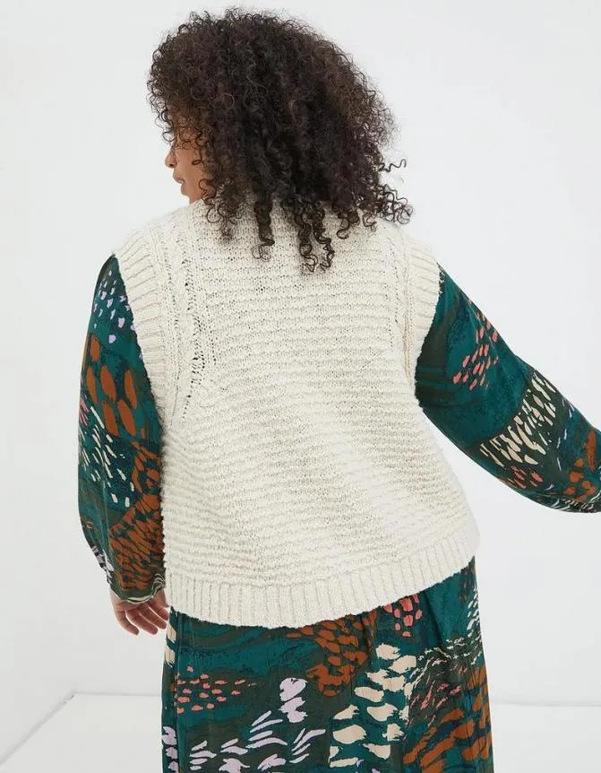 Fatface Knitwear Talia Knitted Waistcoat Ivory 8211 Women