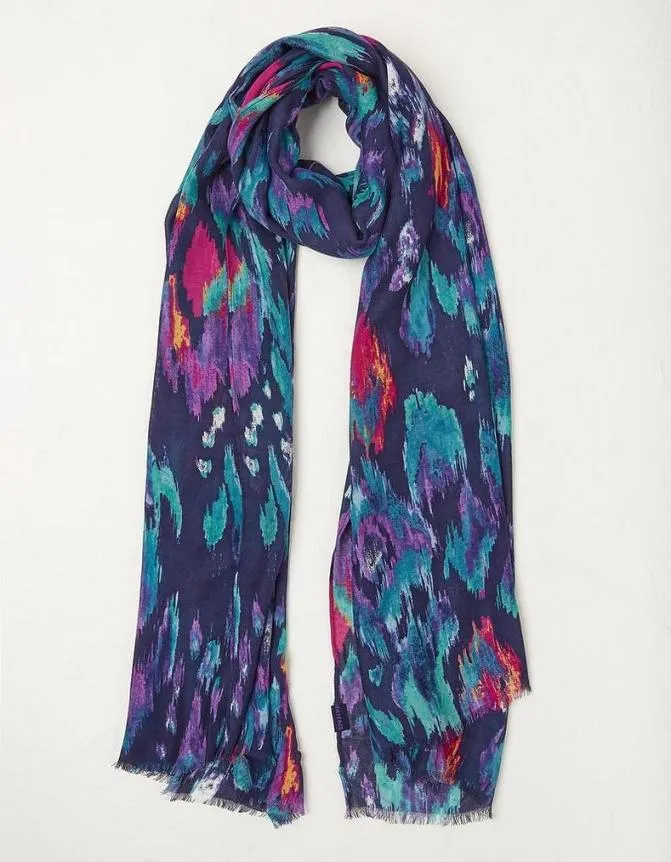 Fatface Scarves Ikat Floral Scarf Teal Green 8211 Women