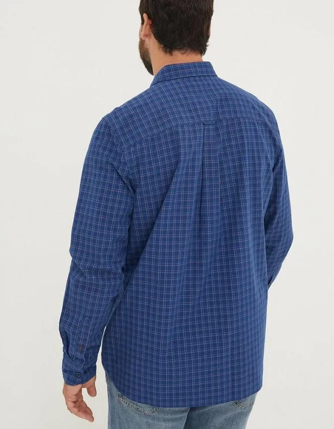 Fatface Shirts Grays Grid Check Shirt Blue 8211 Men