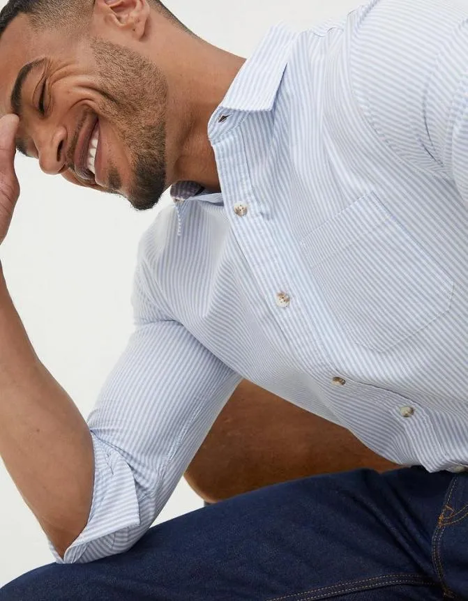 Fatface Shirts Lidder Stripe Shirt Light Blue 8211 Men