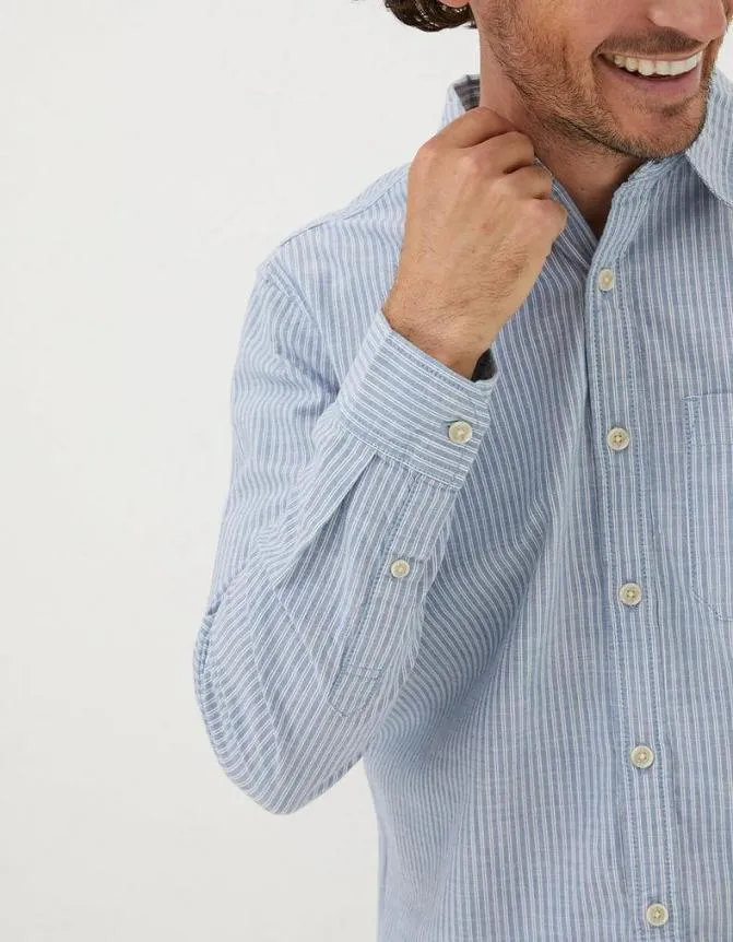 Fatface Shirts Long Sleeve Gore Stripe Shirt Blue 8211 Men