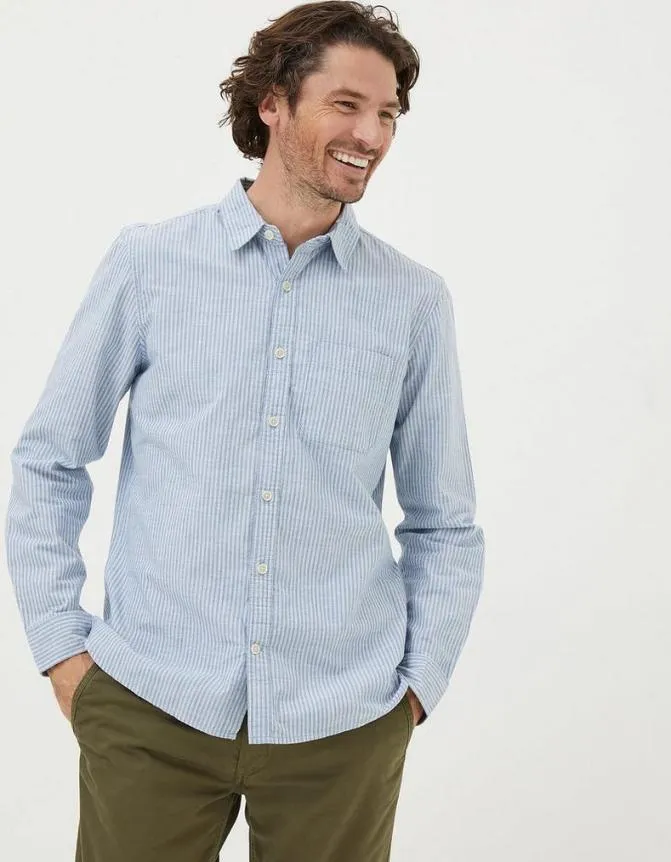 Fatface Shirts Long Sleeve Gore Stripe Shirt Blue 8211 Men