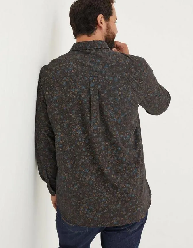 Fatface Shirts Long Sleeve Painted Floral Print Shirt Grey Marl 8211 Men