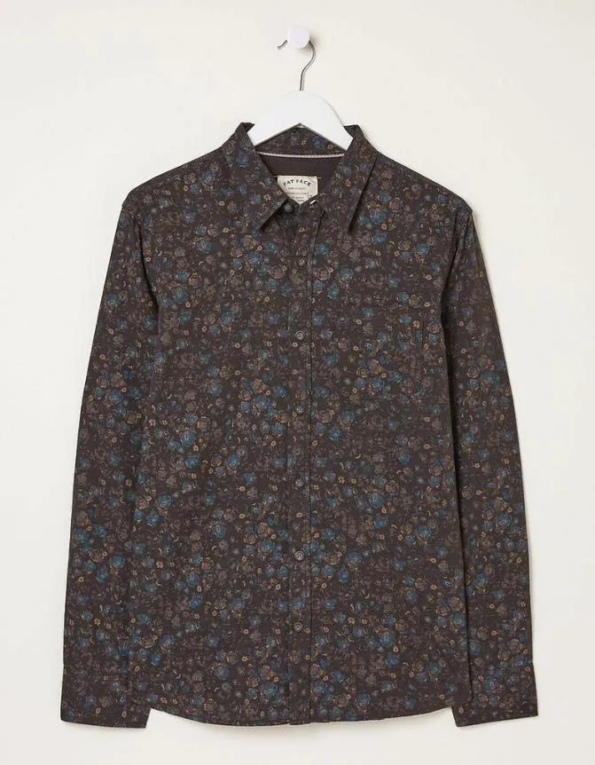 Fatface Shirts Long Sleeve Painted Floral Print Shirt Grey Marl 8211 Men
