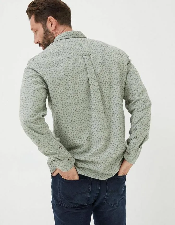 Fatface Shirts Long Sleeve Woodland Print Shirt Light Green 8211 Men