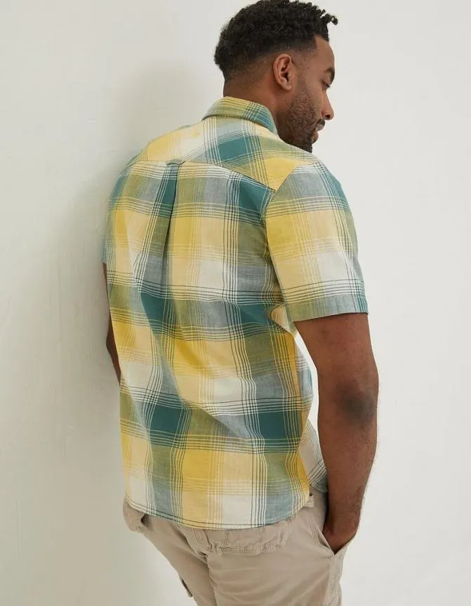 Fatface Shirts Ombre Check Shirt Khaki Green 8211 Men