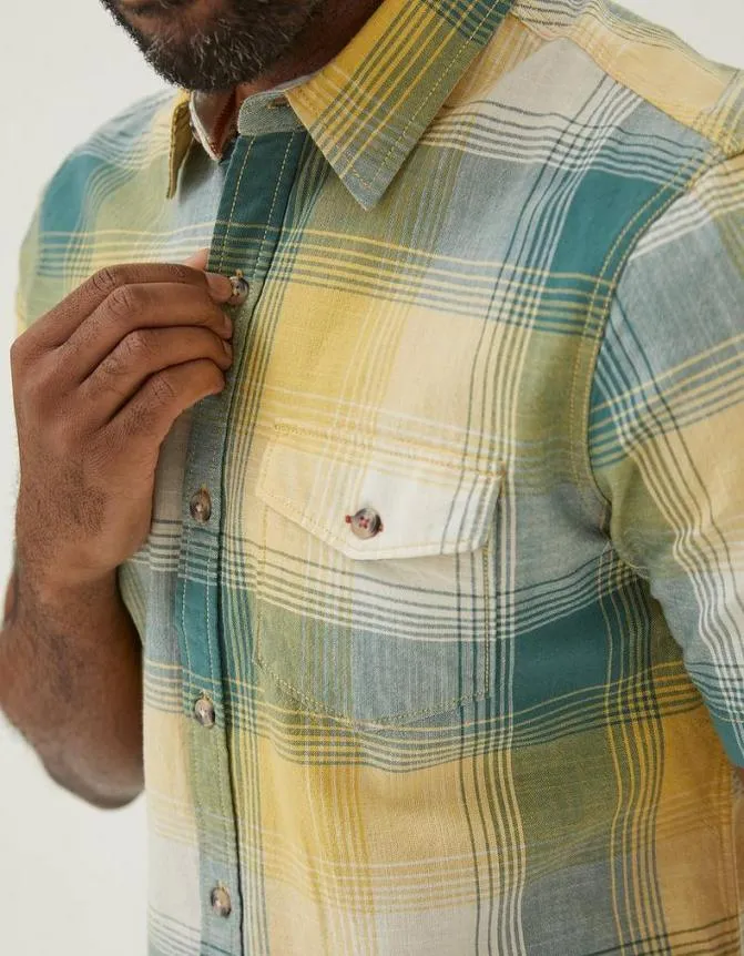 Fatface Shirts Ombre Check Shirt Khaki Green 8211 Men