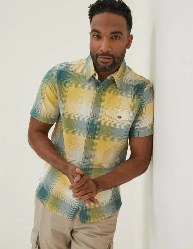 Fatface Shirts Ombre Check Shirt Khaki Green 8211 Men