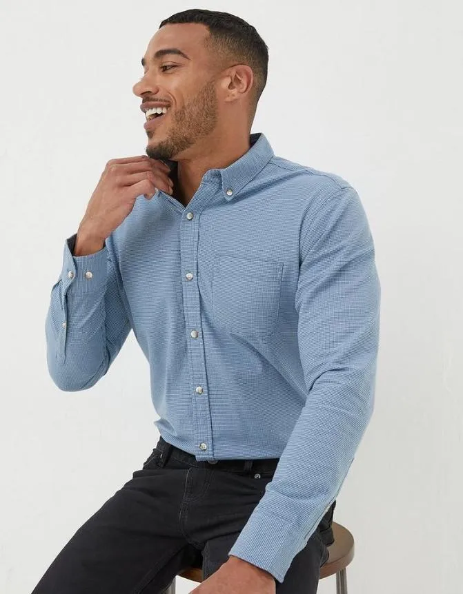Fatface Shirts Slim Hove Micro Check Shirt Blue 8211 Men