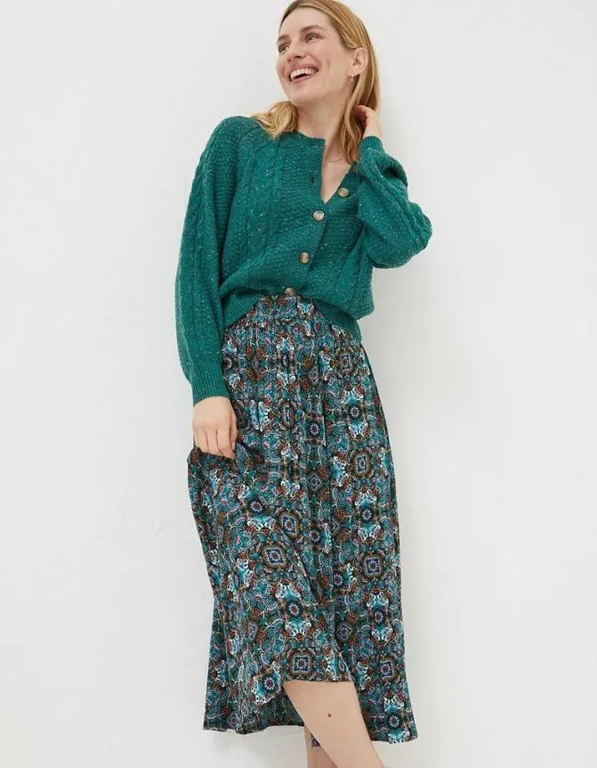 Fatface Skirts Millie Mirrored Midi Skirt Teal Green 8211 Women