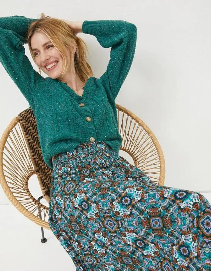 Fatface Skirts Millie Mirrored Midi Skirt Teal Green 8211 Women