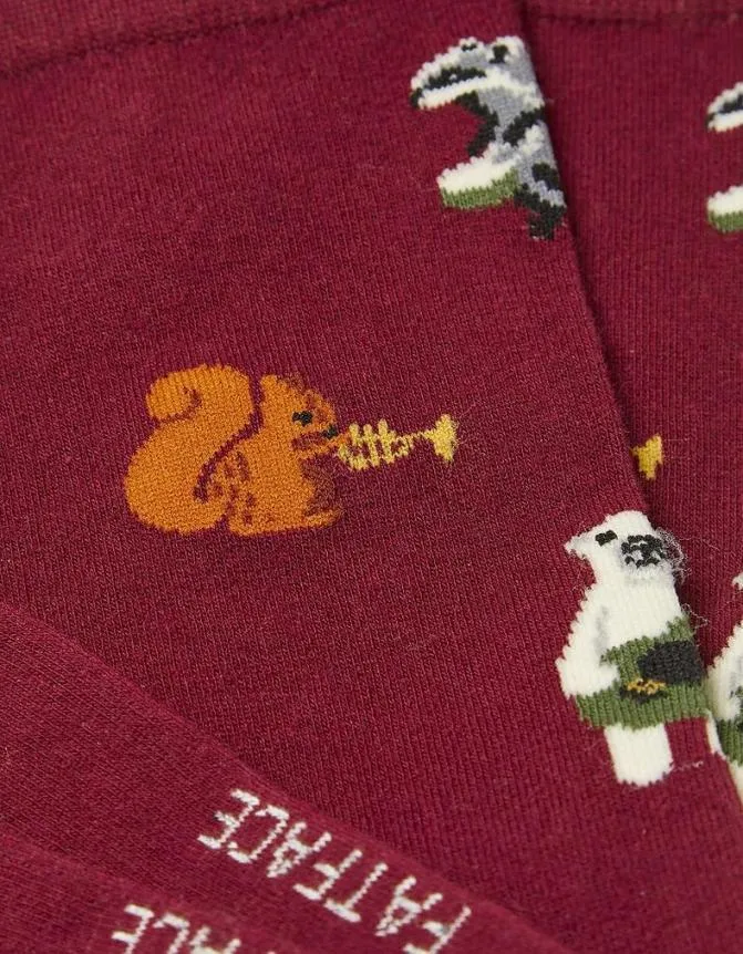 Fatface Socks and Underwear Musical Animals Socks Burgundy 8211 Men
