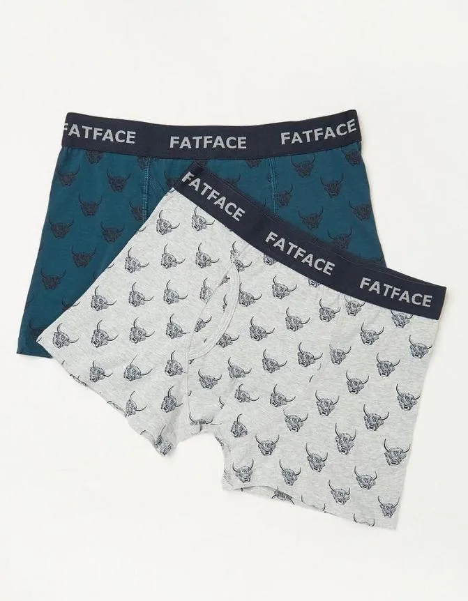Fatface Socks and Underwear TwoPack Hamish Highland Cow Boxers Teal 8211 Men Fatface Socks and Underwear TwoPack Hamish Highland Cow Boxers Teal 8211 Men