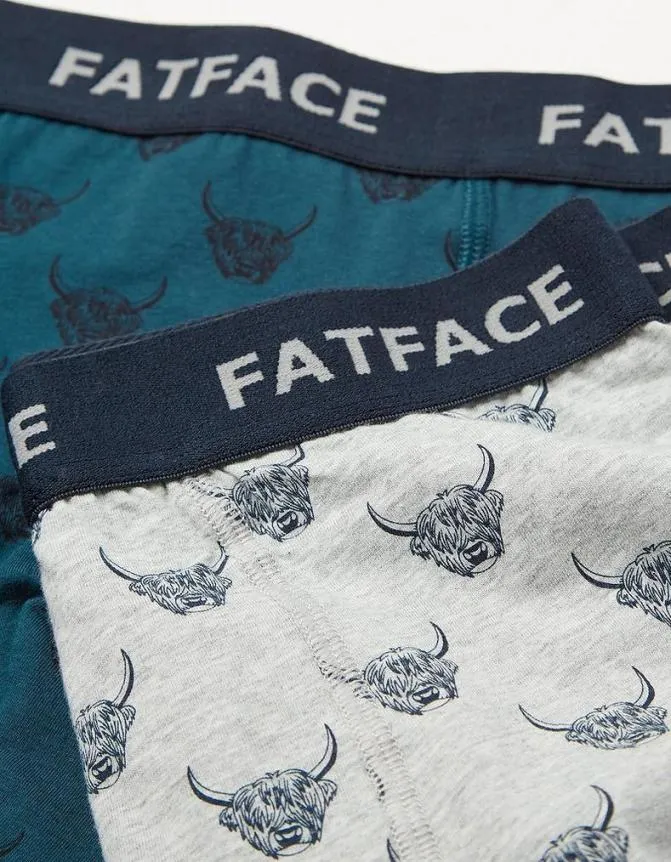 Fatface Socks and Underwear TwoPack Hamish Highland Cow Boxers Teal 8211 Men