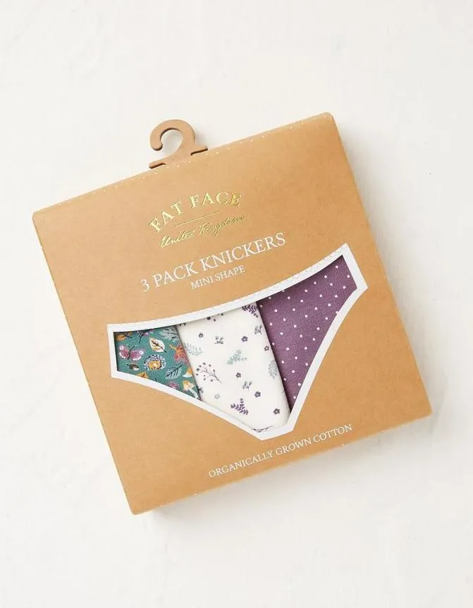 Fatface Socks Underwear and Tights 3 Pack Woodland Knickers Multi 8211 Women