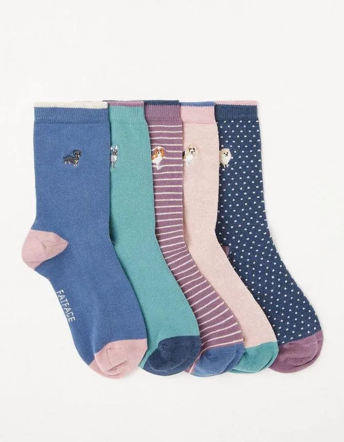 Fatface Socks Underwear and Tights 5 Pack Dog Socks Multi 8211 Women